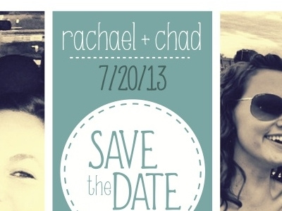 Save The Date-Rachael & Chad photos save the date turquoise typography
