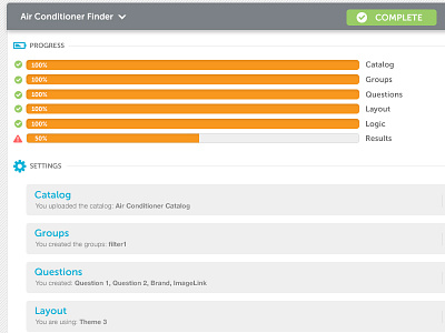 Progress Dashboard- Incomplete Tool dashboard orange progress ui