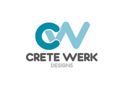 Quick (free) logo for Crete Werk blue c cw initals logo w