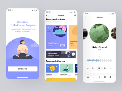 Meditation App - Mobile design app design design mobile design ui ui design