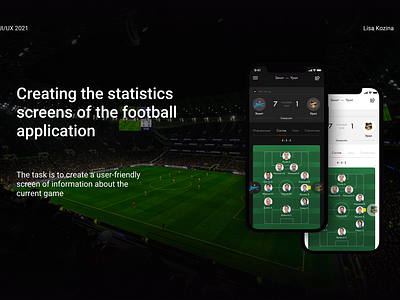 Match football app. Statistics. UI/UX