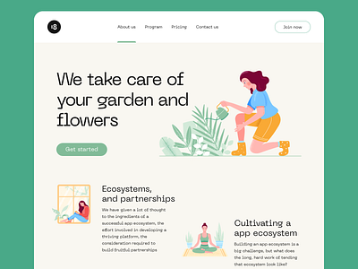 Miriday Illustrations ☘ 18design character clean clean ui design flowers garden grow illustration landing minimal minimalism minimalist minimalistic plant plants ui ui8 ui8net ux