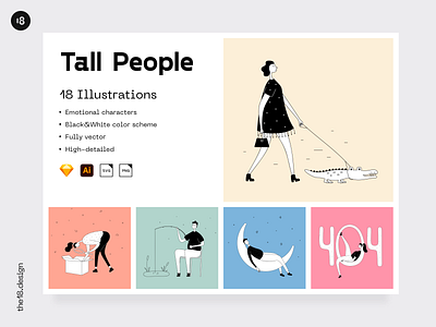 Tall People Illustrations 18design character clean clean ui colorful colors error illustration interface landing minimalism outline product screens stylish ui ui8 uidesign web website