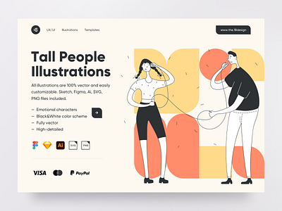 Tall People Illustrations 18design character clean clean ui color header hero illustration interface lage landing landing page minimalism typography ui ui design ui8 uidesign ux vector