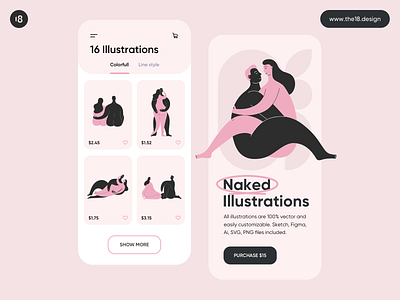 Naked Illustrations ❤️ 18design app application character clean clean design clean ui colorful colors illustration minimal minimalism minimalist minimalistic naked nakedderby pink ui uidesign vector