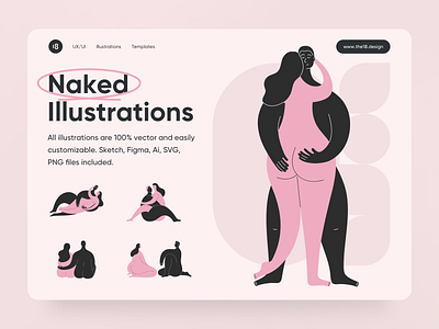 Naked Illustrations 18design character clean clean ui hero illustration interface landing love minimalism naked nude page sex sexy sexy girl ui ui8 uidesign vector