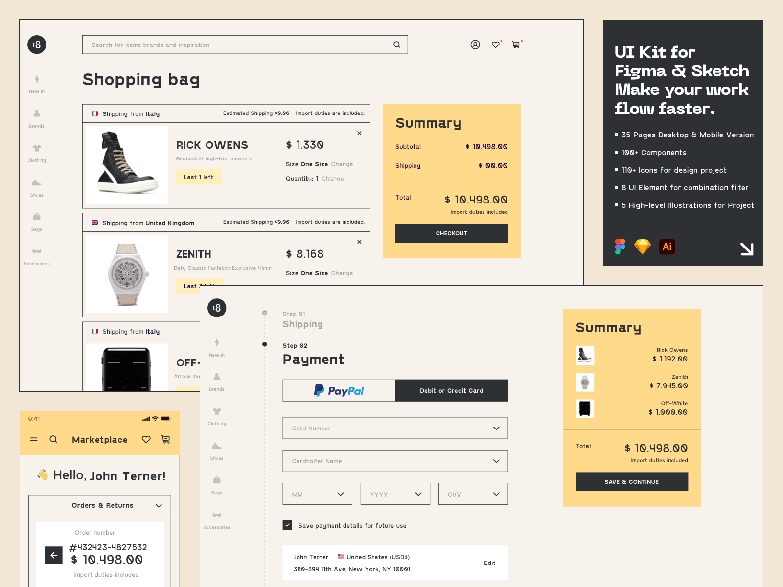 Marketplace UI Kit by THE18.DESIGN on Dribbble