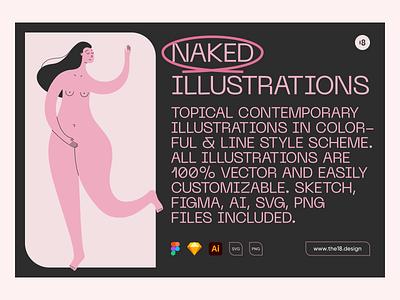 Naked Illustrations 18design character clean clean ui colorful colors girl hero illustration interface minimal minimalism minimalist minimalistic nude pink sexy typography ui uidesign