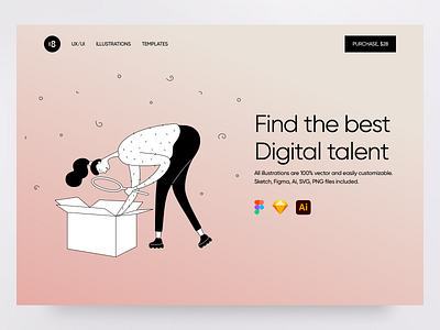 Tall People Illustrations 🌟 18design black and white black white character clean clean ui debut digital find finder illustration interface lens minimalism research search talent ui uidesign vector