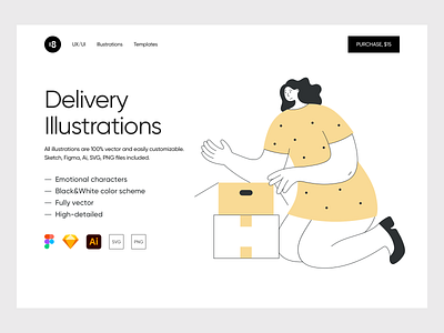 Delivery Illustrations ❤️ 18design character clean clean ui colorful colors delivery delivery app delivery truck food delivery food delivery service illustration interface minimalism service tracking typogaphy ui uidesign vector