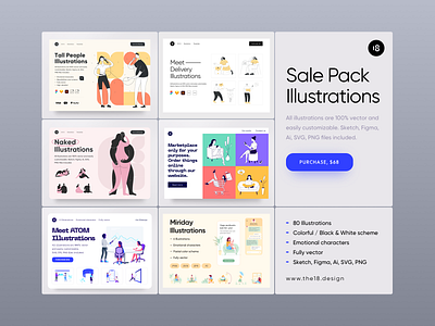 Sale Pack Illustrations 😍 18design character clean clean design clean ui cleaning colorful colors download illustration interface minimal minimalism minimalist minimalistic purchase typography ui uidesign vector