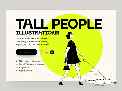 Tall People Illustrations 18design black white character clean clean ui crocodile girl girl illustration illustration interface market marketplace minimalism shop shopaholic shopper shopping ui uidesign vector