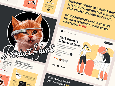 Producthunt Tall People illustrations 18design character clean clean design clean ui colorful colors digital minimal minimalism minimalist minimalistic product product hunt productdesign producthunt superb typogaphy ui uidesign