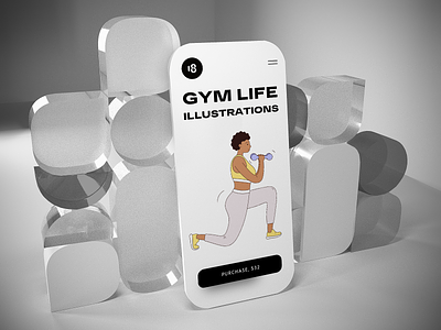 GYM LIFE Illustrations 18design black and white character clean clean ui colorful colors gym gym app gym illustration illustration minimalism sport sport app sport people sport illustration trend ui uidesign