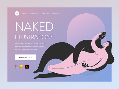 Naked Illustrations 18design character clean clean ui colorful colors couple couple illustration design girl illustration love love illustrations minimalism naked nude sex trend ui uidesign