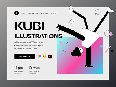 Kubi Illustrations 18design character character illustration clean clean ui design download geometry hero illustration minimal minimalism minimalism ui people illustrations stylish svg trend ui uidesign ux