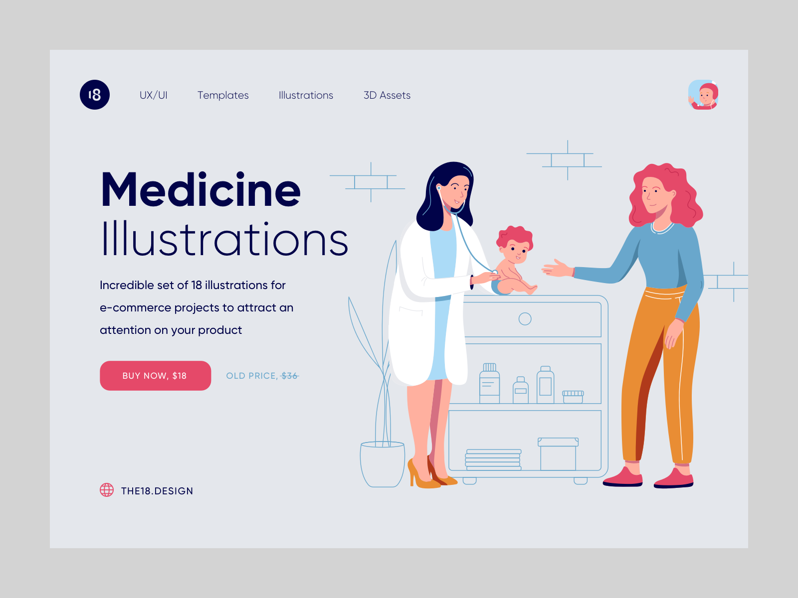 Medicine illustrations 🌿 18design baby baby illustration characters clean clean ui covid covid illustrations covid19 covid19 illustrations doctor illustration mask medic medical medicine medicine illustrations minimalism ui uidesign