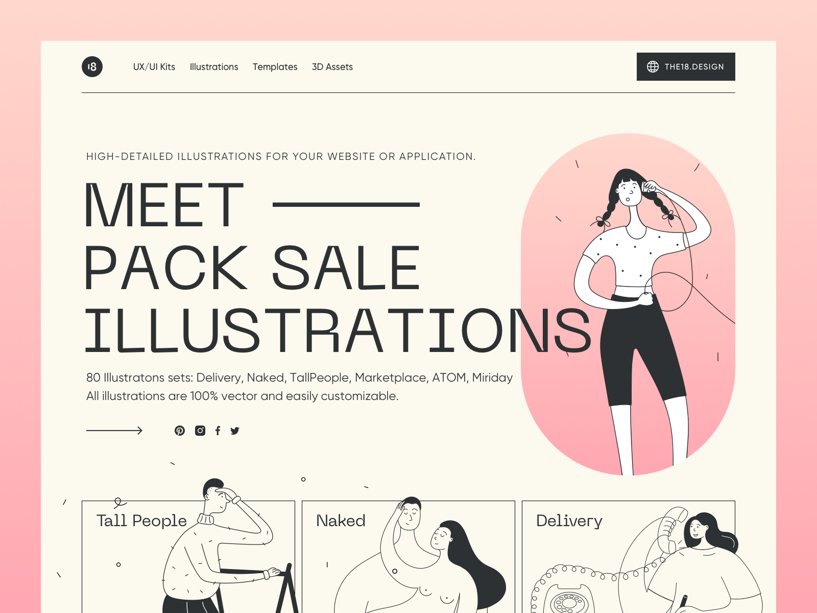 Sale Pack Illustrations 18design bundle illustration characters clean clean ui delivery delivery illustration discount discount illustration illustration minimalism naked naked illustration pack illustration people illustation sale sale illustration the18.design ui uidesign
