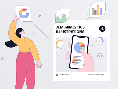 Jem Analytics Illustrations 18design analysis analytics analytics illustration app chart clean clean ui crm illustration management management illustration minimalism product design saas startup startup illustration ui uidesign vector