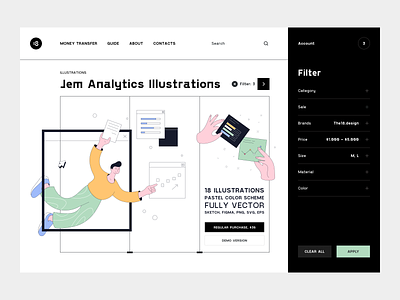 Jem Analytics Illustrations 18design analysis analysis illustration analytics analytics illustration charts clean clean ui converse crm crm illustration illustration minimalism trend trend 2022 trendy ui uidesign website website illustration