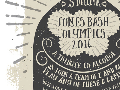 Jones Bash 2014 aged alcohol beer design graphic design olympics party poster texture typography vintage