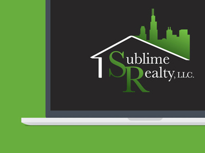 Logo mockup for Sublime Realty LLC. branding design freelance graphic design green illustration logo macbook mockup realty typography