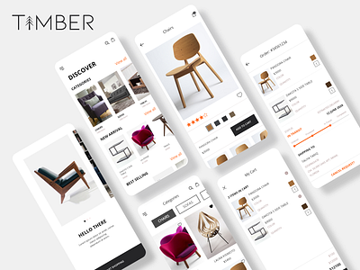 Timber - Furniture eCommerce concept app UI adobexd app branding color concept design ecommerce furniture app icon ios logo minimalistic product design prototype simple timber
