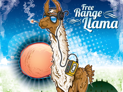 Free Range Llama animals arizona cartoon character design color free range fun illustration llama