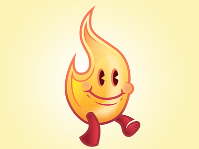 Fire Dude cartoon character design fire flame smiling