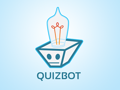 Quizbot blue bot character fun illustration learning lightbulb logo poll quiz quizbot robot