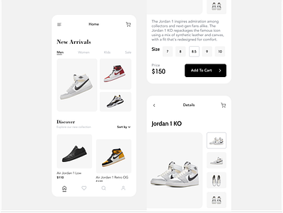 Shoe Store - Mobile App app clean ui creative design ecommerce jordan market minimal mobile nike shoe shoe app shoes store shopping store ui ui design ux
