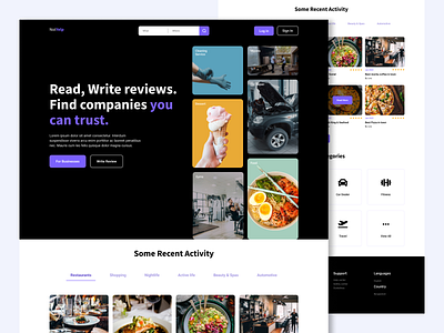 NotYelp: Website Design clean ui creative design landing page minimal ratings redesign restaurant reviews ui ui design website yelp