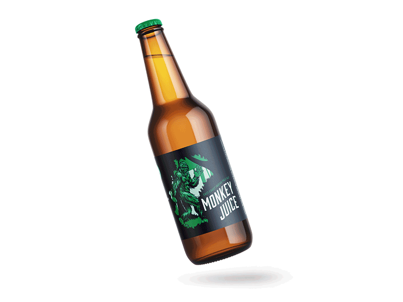 monkey juice beer bigfoot bottle branding brewery design drink hello illustration ipa paleale treshombres typography winking