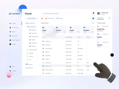 Cloudsync — Multiple Cloud File Manager 3d adobe xd app blur clean cloud app dashboad dropbox file manager glass google drive gradient minimal storage app ui ux webapplication webdesign