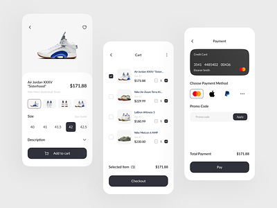 Shoes Online Shop - Mobile Apps 👟 android app android app design app clean design ecommerce ecommerce app minimal mobile mobile app mobile app design shoes shoes app shoes design shoes store shoes store app simple ui design ui design app