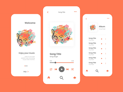 UI Music App Simple Orange