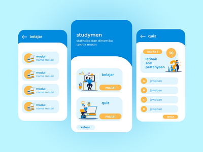 UI Quiz Game Orange Blue App app design illustration orange blue quiz game simple simple game quiz app ui ui ux ui design uidesign ux vector