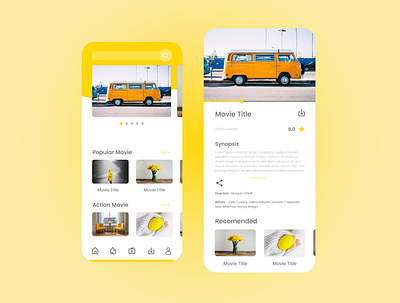 UI Video App - Simple Yellow White app design illustration simple design ui ui ux ui design uidesign vector white yellow