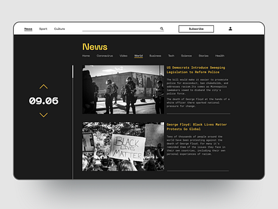 News Portal Concept 2020 trend app dark dark interface design flat latest news latest trend modern monotype news news app newsfeed typography ui ux web website