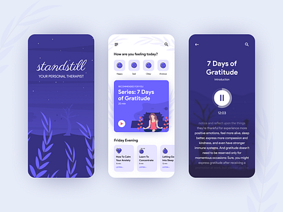 Meditation and Mindfulness App Concept 2020 trend app design flat ios meditation mindfulness mobile product design ui ux