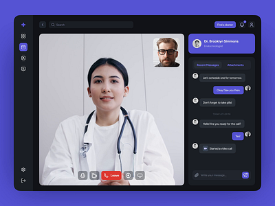 Medical CRM Dashboard — Video Call with Doctor animation app chat clinic crm dental desktop doctor healthcare medic medical platform product ui ux videocall videochat web