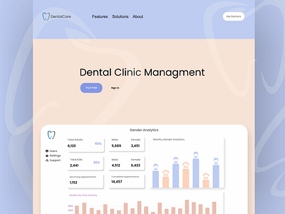 Dental Clinic Managment design flat illustrator minimal ui ux website