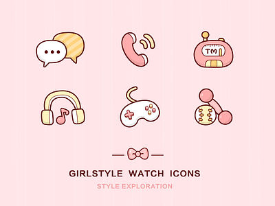 Girlstyle Icons call chat game icon kit radio settings sport theme