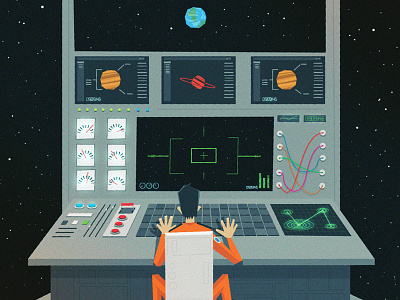 Work Station illustration space spaceship ui workstation