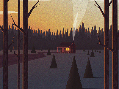 Location Goals cabin illustration outdoors scenic trees wilderness