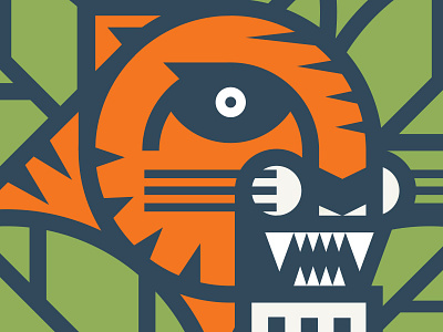 Creepin' Tigre cat detroit geometric illustration jungle leaves tiger