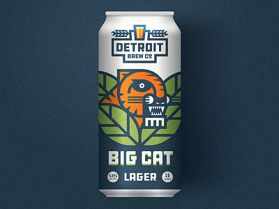 Big Cat barley beer beer can detroit hops illustration label lager packaging tiger