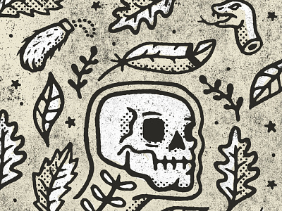 Lucky Wallpaper Pattern flash foliage grit halftone halloween leaves luck rabbit foot skeleton skull snake tattoo