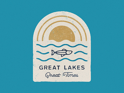 Great Lakes Great Times badge fish lakes logo michigan midwest retro
