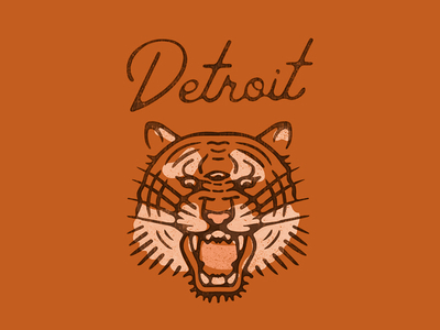 Detroit Three-eyed Tiger baseball detroit illustration ink retro tiger vintage